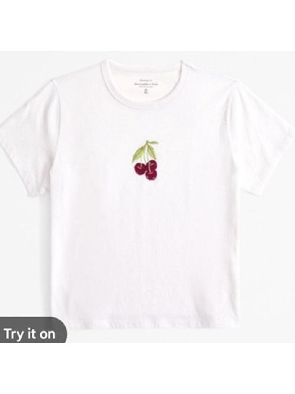 Womens Abercrombie & Fitch Cherry Embroidered Baby Tee Size Medium